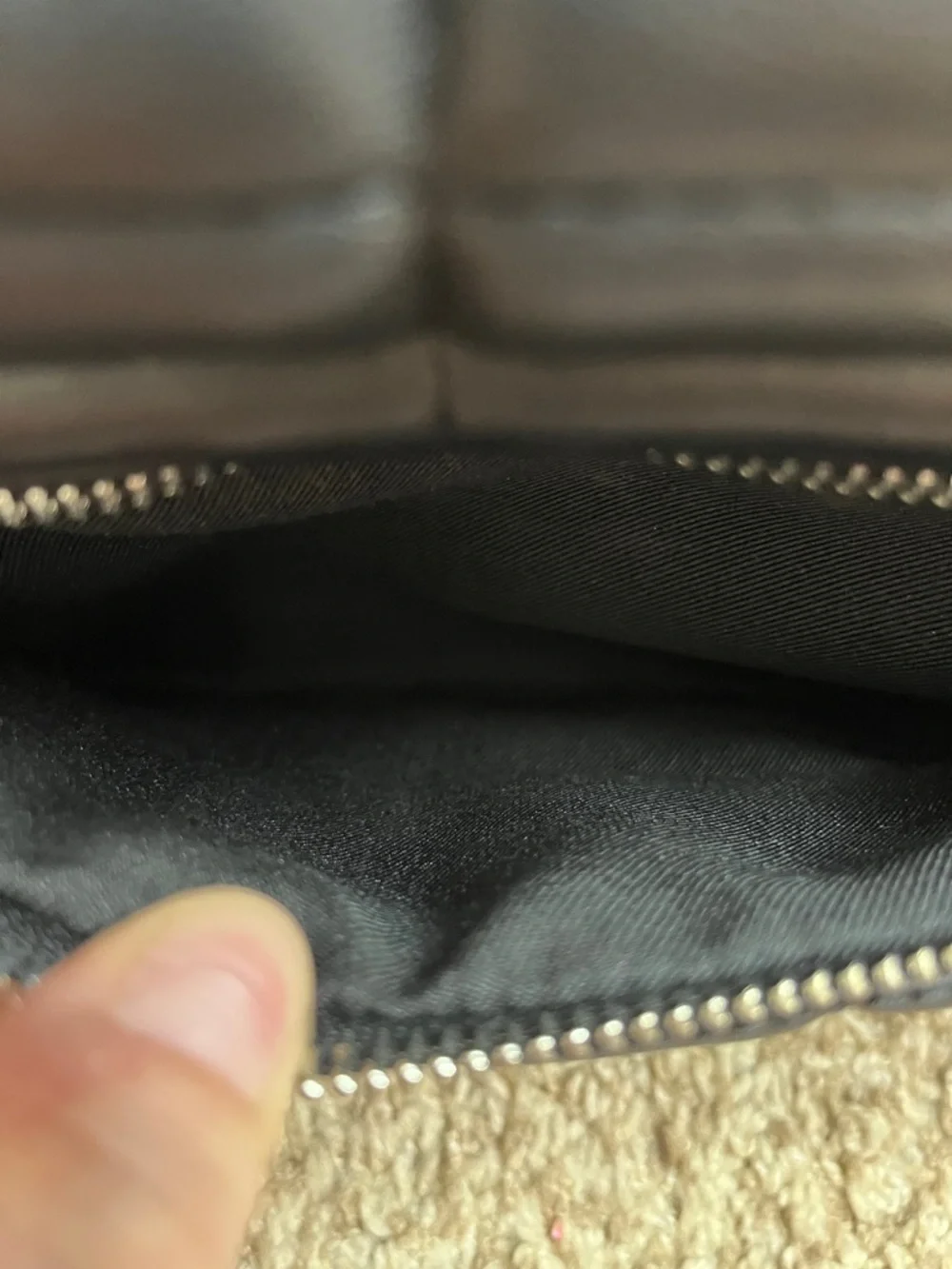 HOUSE OF WANT HOW Black Vinyl Quilted Purse with Chain Handle